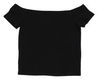 Černé crop tričko s lodičkovým výstřihem H&M