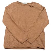 Bronzový třpytivý svetr s mašlí H&M