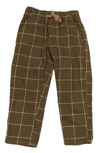 Hnědo-černé kostkované kalhoty H&M