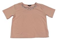 Světlerůžové vzorované crop tričko s kamínky New Look 