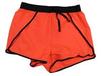 Neonově oranžovo-černé sportovní kraťasy 