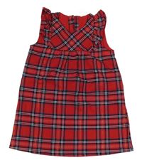 Červeno-tmavomodro-bílé kostkované šaty s volánky H&M