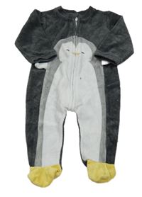 Tmavošedý sametový overal s tučňákem Absorba
