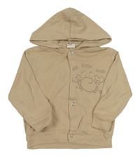 Béžová propínací mikina s krabem a kapucí 