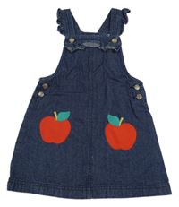 Tmavomodré riflové šaty s jablíčky a volánky Cynthia Rowley