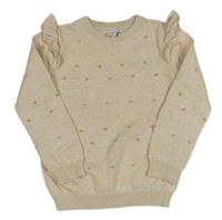 Béžový svetr s puntíky a volánky Primark