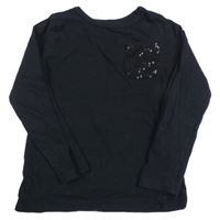 Černé triko s kapsou a flitry Carter´s 