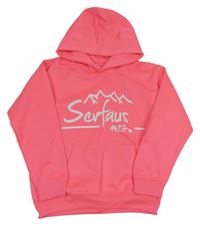 Neonově růžová mikina s horami a kapucí Awdis