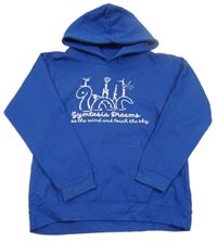 Kobaltově modrá mikina s potiskem a kapucí Awdis