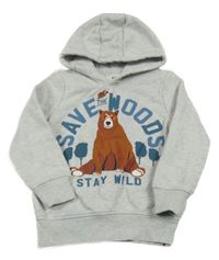 Šedá mikina s medvídkem a kapucí C&A