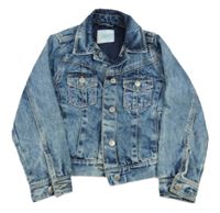 Modrá riflová crop bunda s jednorožcem Next