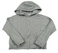 Šedá propínací crop mikina s flitry a kapucí Name it