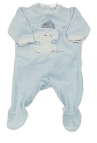 Světlemodro-bílý sametový overal s tučňákem 