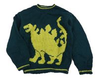 Tmavozelený svetr s drakem 