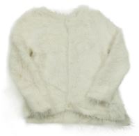 Smetanový chlupatý propínací svetr H&M