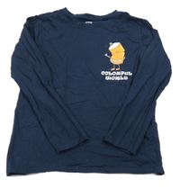 Tmavomodré triko s obrázkem Sinsay 