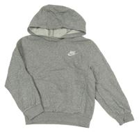Šedá melírovaná mikina s logem a kapucí Nike 
