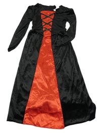 Kostým - Černo-červené sametovo/saténové šaty se šněrováním