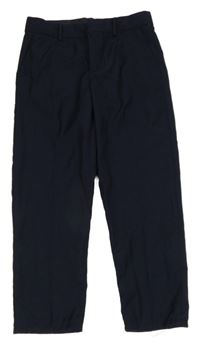 Tmavomodré společenské kotníkové kalhoty s puky H&M