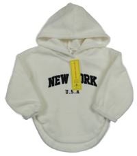 Nové - Bílá fleecová mikina s nápisem a kapucí Shein