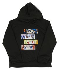 Černá mikina s potiskem a kapucí 