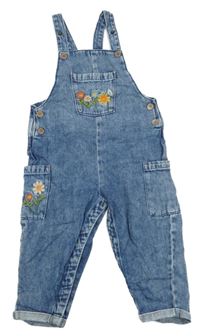 Modré laclové rifle s kytičkami Next