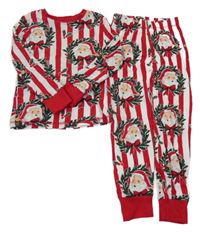 Červeno-bílé pruhované pyžamo se Santy