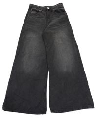 Antracitové super wide leg rifle H&M