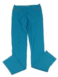 Modrozelené tregínové kalhoty se zipy H&M