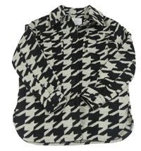 Černo-světlešedá vzorovaná vlněná košilová bunda PRIMARK