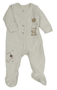 Bílý žebrovaný sametový overal s medvídkem Mothercare