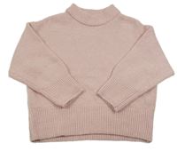 Světlerůžový melírovaný vlněný oversize rolák PRIMARK