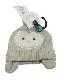Nové - světlešedá melírovaná čepice s bambulí - sovička F&F