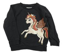 Černošedá mikina s jednorožcem C&A