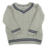 Světlešedý melírovaný žebrovaný vzorovaný svetr s pruhy George