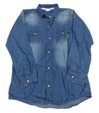 Modrá lehká riflová košile s nápisy Vertbaudet