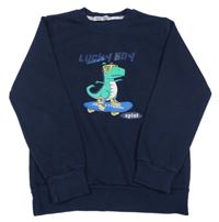 Tmavomodrá mikina s dinosaurem