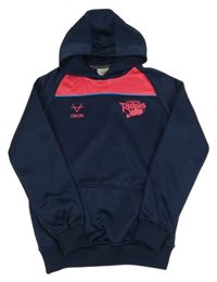 Tmavomodro/růžová thermo mikina s logem a kapsou a kapucí OXEN