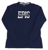 Tmavomodré pyžamové triko s nápisy PRIMARK