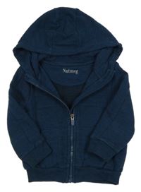 Tmavopetrolejová melírovaná propínací mikina s číslem a kapucí Nutmeg