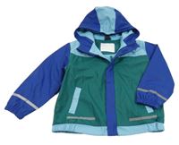 Smaragdovo-safírovo-světlemodrá nepromokavá jarní bunda s kapucí X-MAIL