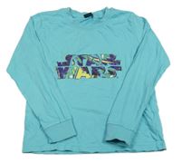 Azurové pyžamové triko s nápisy - Star Wars 