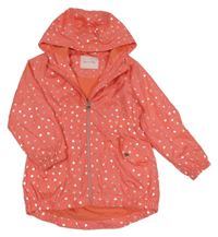 Lososová šusťáková jarní parka se srdíčky a kapucí NUTMEG