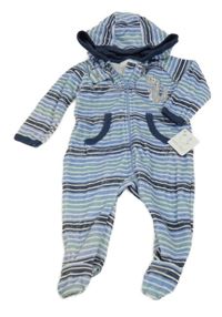 Nové - pruhovaná sametová kombinéza s dinosaurem a kapucí early days