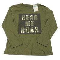 Nové - khaki triko s nápisy PRIMARK