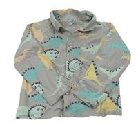 Světlešedý pyžamový kabátek s dinosaury 