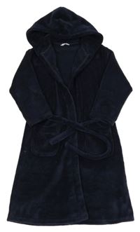 Tmavomodrý plyšový župan s kapucí M&S