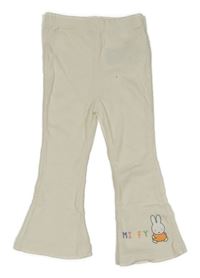 Bílé žebrované flare tepláky se zajíčkem - miffy