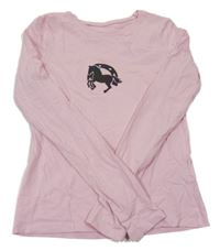 Světlerůžové triko s koníkem H&M