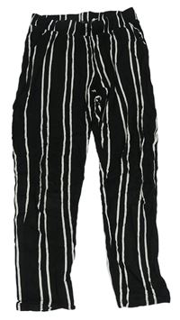 Černo-bílé pruhované letní kalhoty H&M
